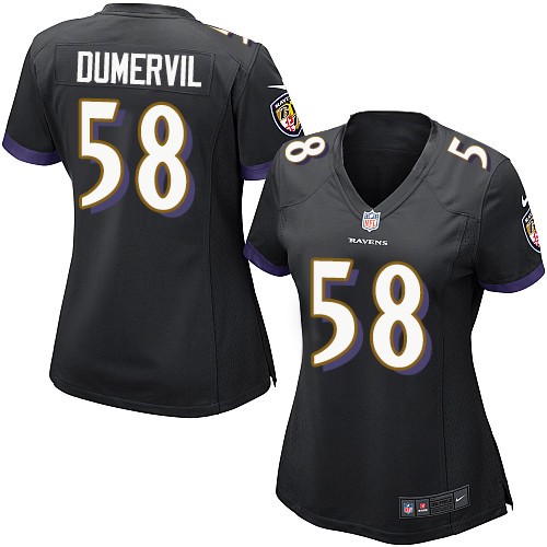 Women's Limited Elvis Dumervil Nike Jersey Black Alternate - #58 NFL Baltimore Ravens